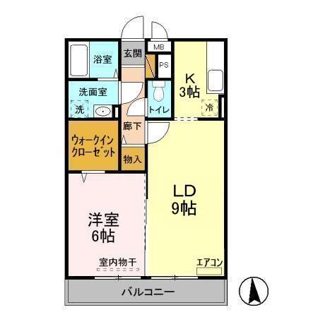 エミネンスM B棟(1LDK/3階)の間取り写真