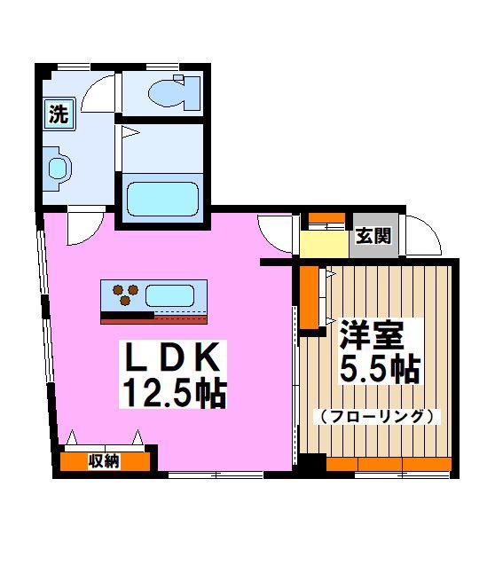 ビューノII(1LDK/2階)の間取り写真