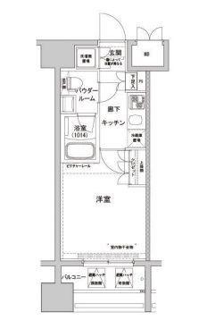 ライジングプレイス川崎(1K/15階)の間取り写真