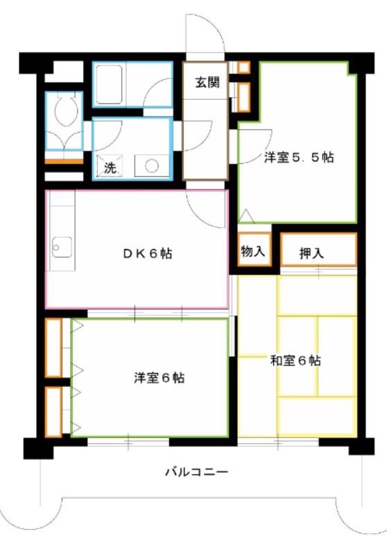 マンション・カンギン(3DK/4階)の間取り写真