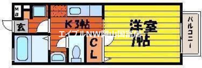 クライン・ブリュッケD(1K/1階)の間取り写真