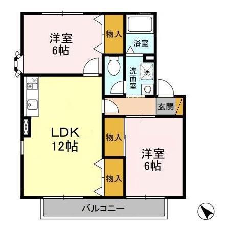 パレドソレイユ パレドエトワール(2LDK/2階)の間取り写真