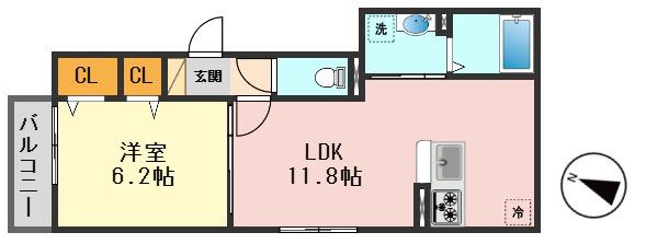 メゾン・ド・クレマ(1LDK/2階)の間取り写真