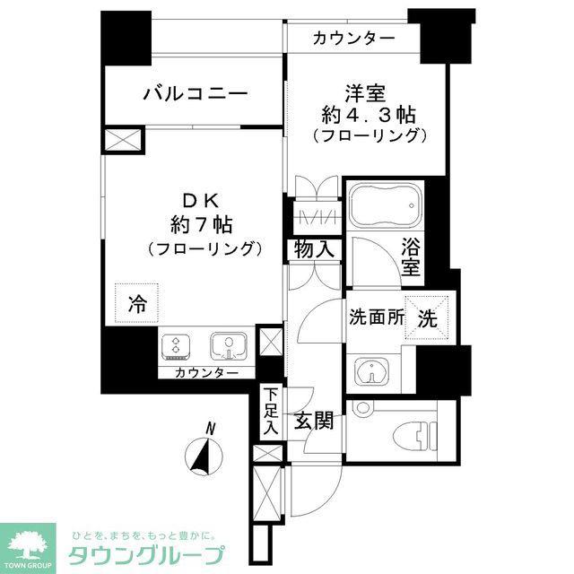 パークリュクス西麻布905(1DK/9階)の間取り写真