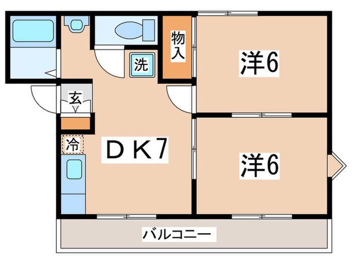 ルミネスせのお(2DK/1階)の間取り写真