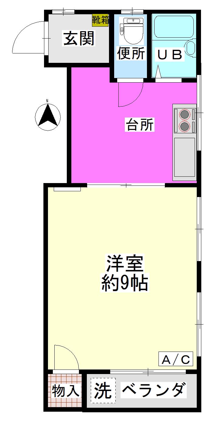 光林マンション(1DK/2階)の間取り写真