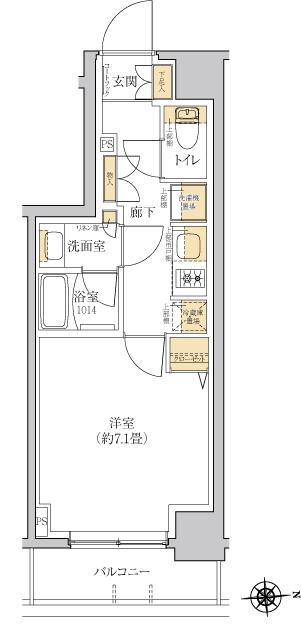 グレーシアフィット羽沢横浜国大(1K/1階)の間取り写真