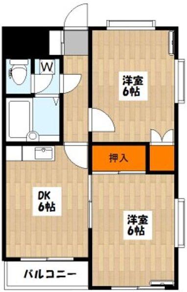 リファイン駒沢(2DK/3階)の間取り写真