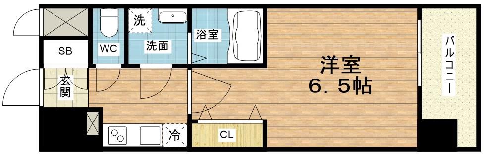 ファーストフィオーレ難波クレシア(1K/5階)の間取り写真