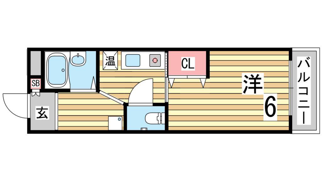 パンブロスV(1K/3階)の間取り写真