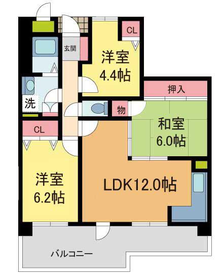 パセオ甲東(3LDK/9階)の間取り写真