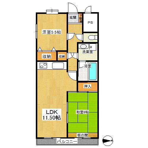 エクセル東戸塚(2LDK/2階)の間取り写真