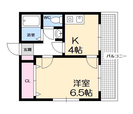 セジュール観音(1K/3階)の間取り写真