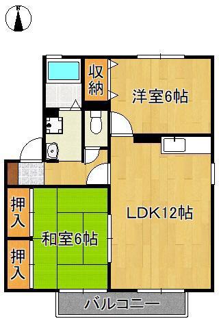 プレジデント鷹見 A棟(2LDK/2階)の間取り写真