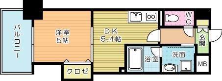 THE SQUARE PLATINUM RESIDENCEザ・スクエ(1DK/9階)の間取り写真