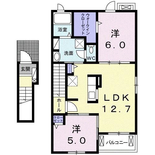メゾン ド リベルテ(2LDK/2階)の間取り写真