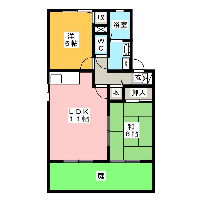 グランホリゾンB(2LDK/1階)の間取り写真