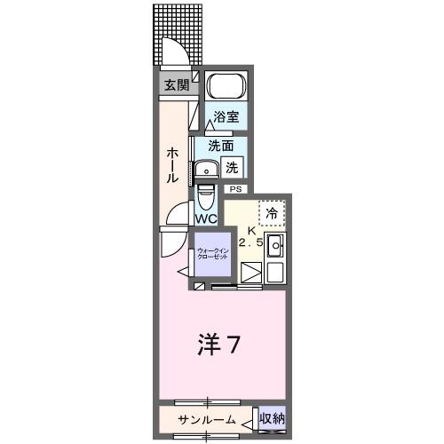 コルティーレII(1K/1階)の間取り写真