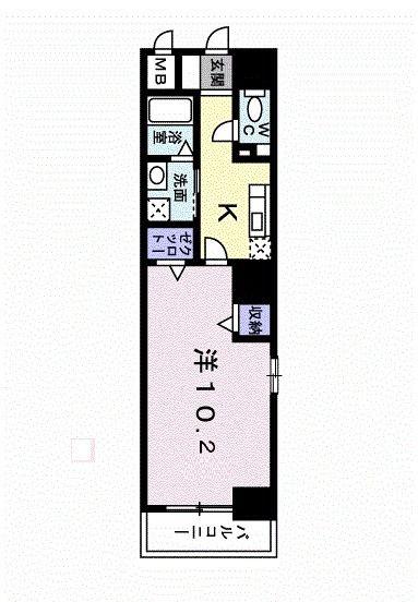 ロワリオン上町(1K/7階)の間取り写真