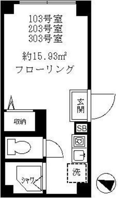 プレシャス方南町(ワンルーム/1階)の間取り写真