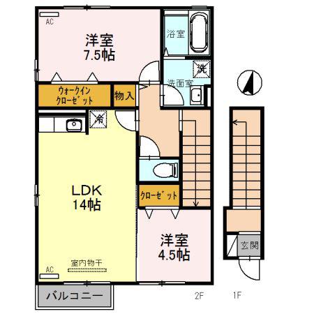 ルミエール ウィス(2LDK/2階)の間取り写真
