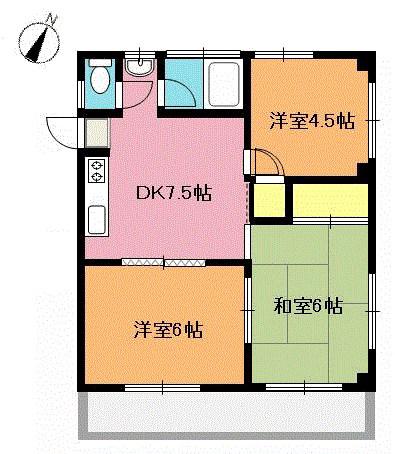 パールハイツ(3DK/2階)の間取り写真
