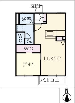 メゾン北浦(1LDK/1階)の間取り写真