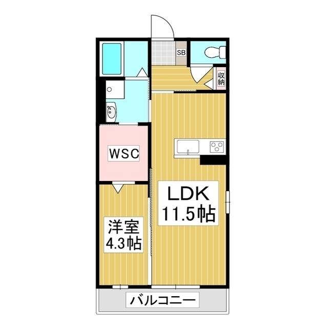 GRANDE広丘 A棟(1LDK/1階)の間取り写真