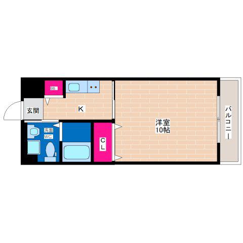ルッツ平野(1K/3階)の間取り写真