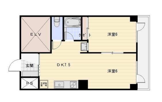 第10ハトヤビル(1LDK/2階)の間取り写真