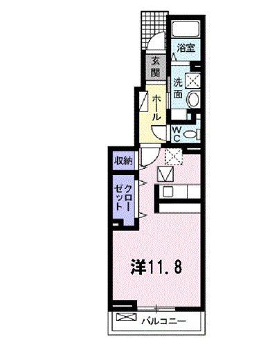 ラディアI(ワンルーム/1階)の間取り写真