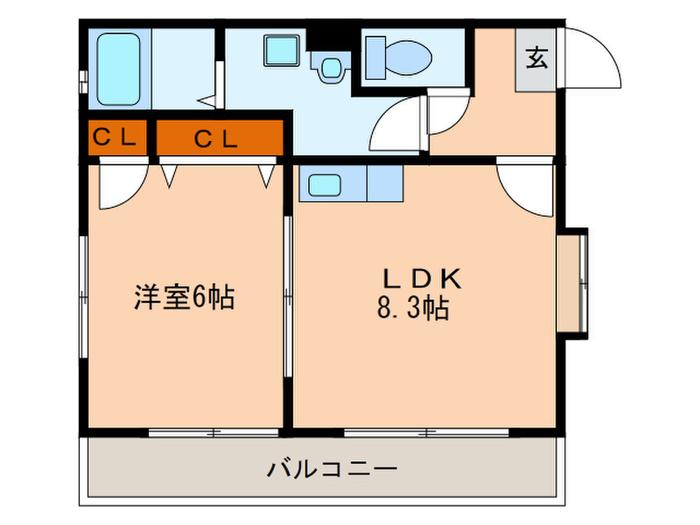 ル・クラージュ箱崎(1LDK/4階)の間取り写真