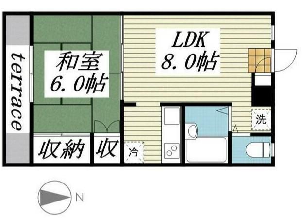 ジュネパレス越谷第40(1LDK/1階)の間取り写真
