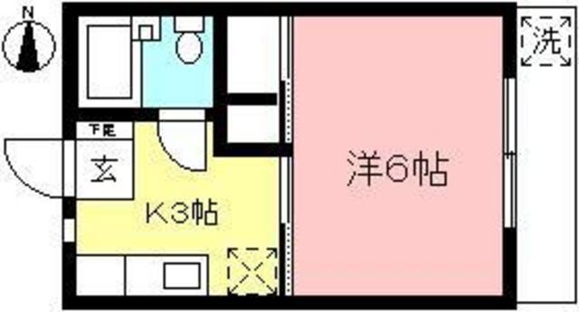 キャスル代田B棟(1K/1階)の間取り写真