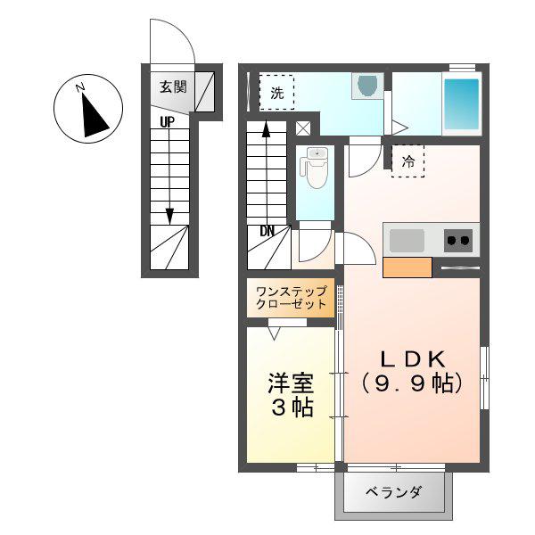 ラシュール I(1LDK/2階)の間取り写真