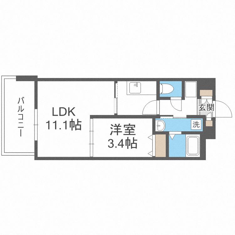 イリオス中島公園(1LDK/9階)の間取り写真