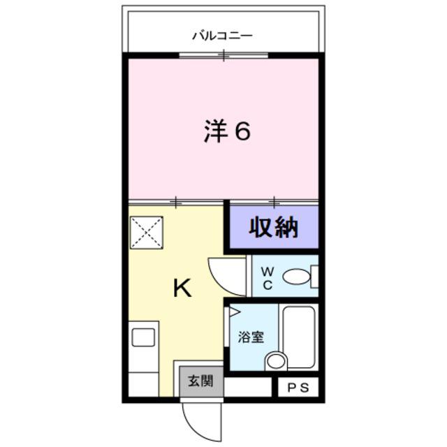 ベルクール末広(1K/1階)の間取り写真