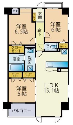 地下鉄七隈線 野芥駅 徒歩10分 8階建 築5年(3LDK/5階)の間取り写真