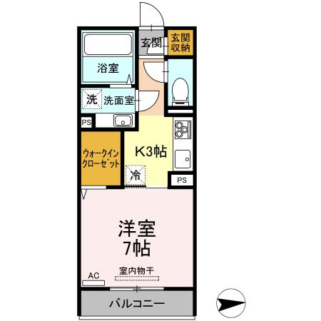ファグタル(1K/3階)の間取り写真