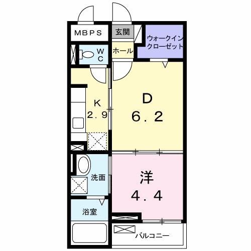 アンジュ グリシーヌ(1DK/1階)の間取り写真