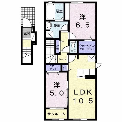 ベル アンジュV(2LDK/2階)の間取り写真