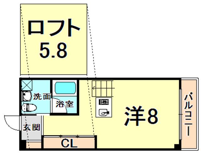 C4 KOUSHIENN イースト(ワンルーム/5階)の間取り写真