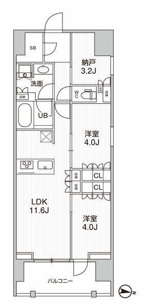 シーズンフラッツ押上フィオーレ(2SLDK/2階)の間取り写真