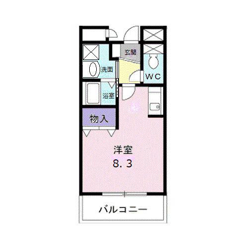 カリーナ(ワンルーム/2階)の間取り写真