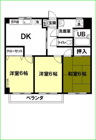 アーバニズムM5(3DK/1階)の間取り写真