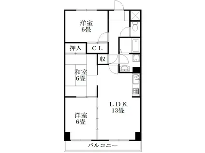パレ・シャンドゥリエ(3LDK/4階)の間取り写真