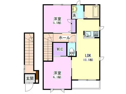 ベルパティオD棟(2LDK/2階)の間取り写真