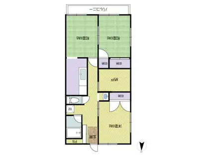 アカシヤハイツ(3SK/1階)の間取り写真