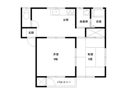 シャンドールB(2DK/1階)の間取り写真