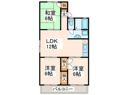 フラワーハイツ(3LDK/2階)の間取り写真
